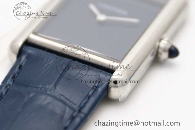 Cozy Tank Louis Ladies 25mm SS K11F 1:1 Best Edition Blue Dial on Croco Leather Strap Ronda Quartz 10233