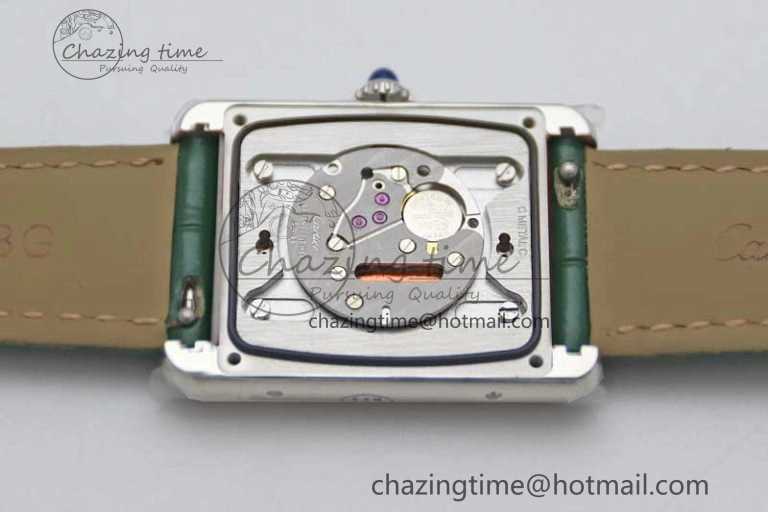 Tank Louis Ladies 25mm SS K11F 1:1 Best Edition Green Dial on Croco Leather Strap Ronda Quartz TopPick 10234