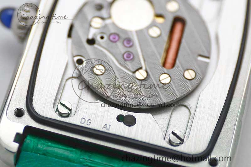 Tank Louis Ladies 25mm SS K11F 1:1 Best Edition Green Dial on Croco Leather Strap Ronda Quartz TopPick 10234