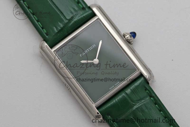 Tank Louis Ladies 25mm SS K11F 1:1 Best Edition Green Dial on Croco Leather Strap Ronda Quartz TopPick 10234