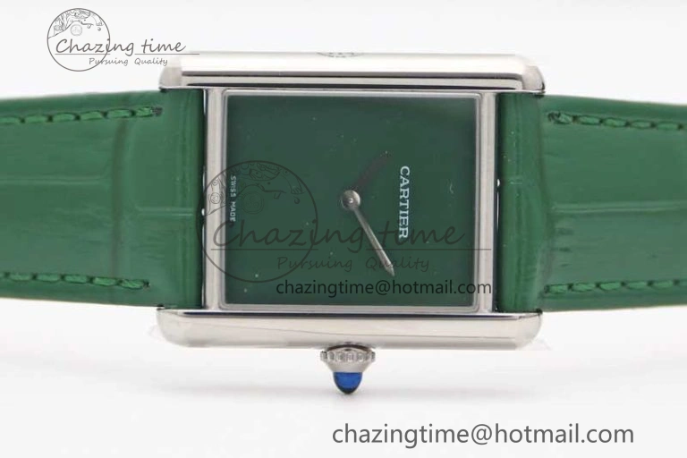 Tank Louis Ladies 25mm SS K11F 1:1 Best Edition Green Dial on Croco Leather Strap Ronda Quartz TopPick 10234