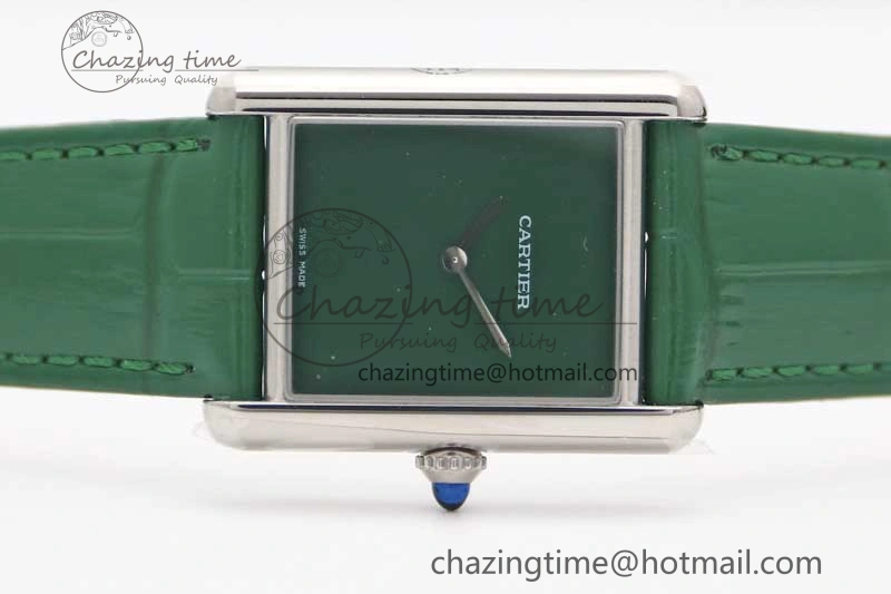 Tank Louis Ladies 25mm SS K11F 1:1 Best Edition Green Dial on Croco Leather Strap Ronda Quartz TopPick 10234