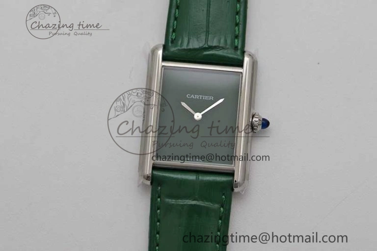 Tank Louis Ladies 25mm SS K11F 1:1 Best Edition Green Dial on Croco Leather Strap Ronda Quartz TopPick 10234