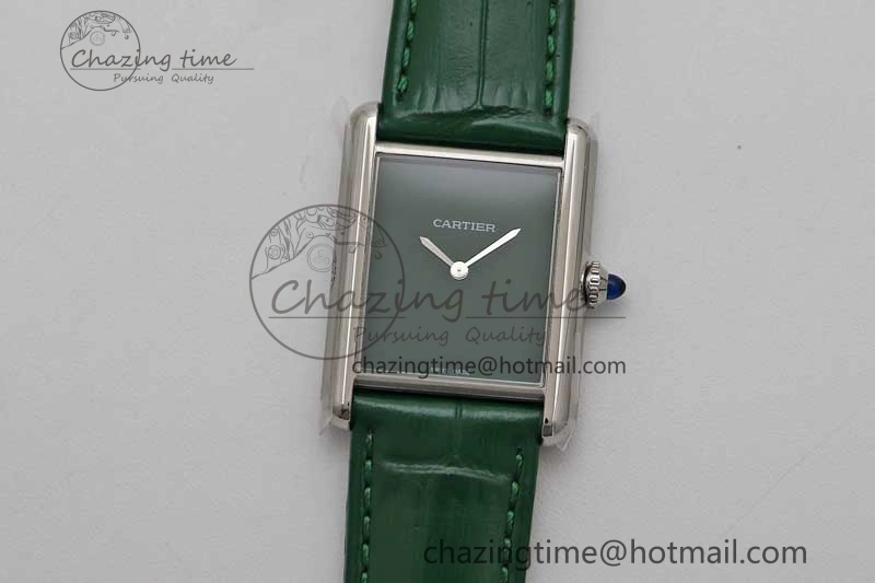Tank Louis Ladies 25mm SS K11F 1:1 Best Edition Green Dial on Croco Leather Strap Ronda Quartz TopPick 10234