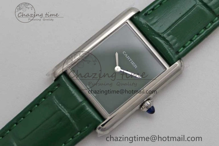 Tank Louis Ladies 25mm SS K11F 1:1 Best Edition Green Dial on Croco Leather Strap Ronda Quartz TopPick 10234