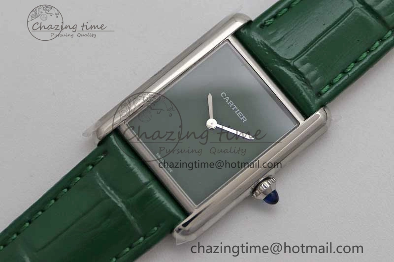 Tank Louis Ladies 25mm SS K11F 1:1 Best Edition Green Dial on Croco Leather Strap Ronda Quartz TopPick 10234