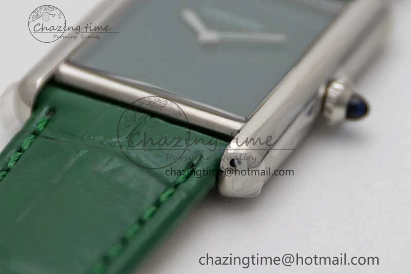 Tank Louis Ladies 25mm SS K11F 1:1 Best Edition Green Dial on Croco Leather Strap Ronda Quartz TopPick 10234