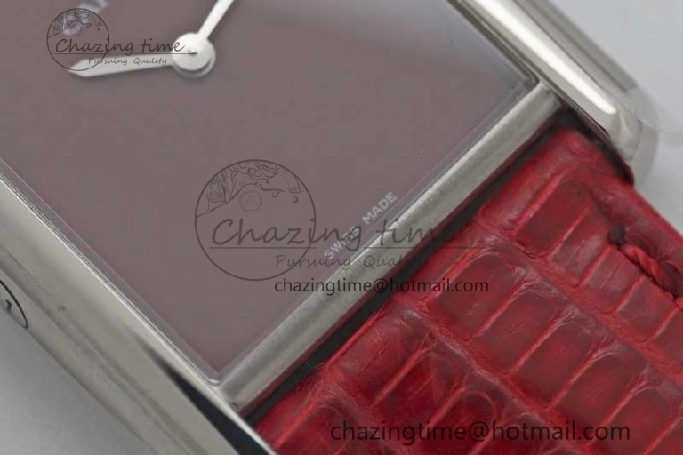 Snug Tank Louis Ladies 25mm SS K11F 1:1 Best Edition Red Dial on Croco Leather Strap Ronda Quartz 10232
