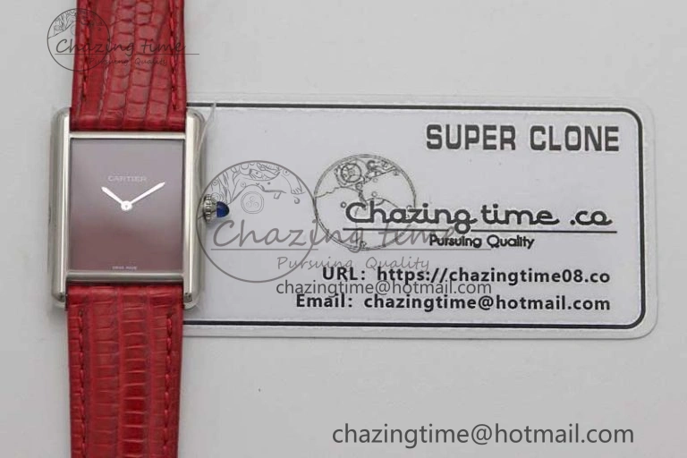 Snug Tank Louis Ladies 25mm SS K11F 1:1 Best Edition Red Dial on Croco Leather Strap Ronda Quartz 10232