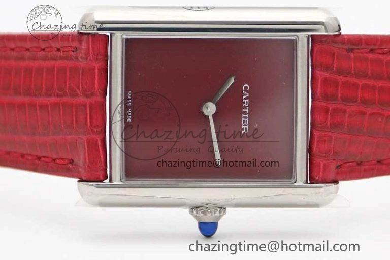 Snug Tank Louis Ladies 25mm SS K11F 1:1 Best Edition Red Dial on Croco Leather Strap Ronda Quartz 10232