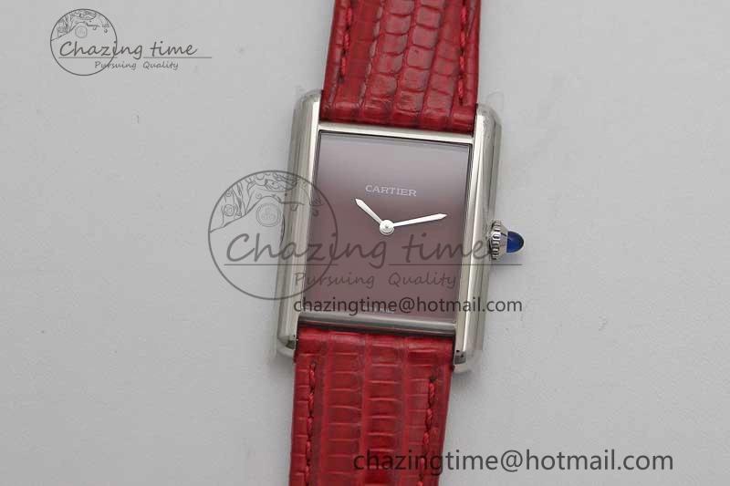 Snug Tank Louis Ladies 25mm SS K11F 1:1 Best Edition Red Dial on Croco Leather Strap Ronda Quartz 10232
