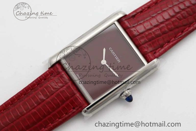 Snug Tank Louis Ladies 25mm SS K11F 1:1 Best Edition Red Dial on Croco Leather Strap Ronda Quartz 10232