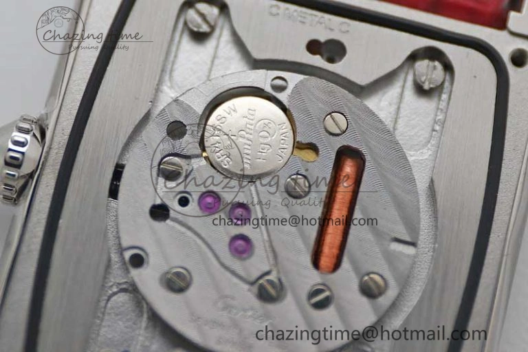 TimelessDesign Tank Louis Ladies 25mm SS K11F 1:1 Best Edition Red Dial on Leather Strap Ronda Quartz 6072