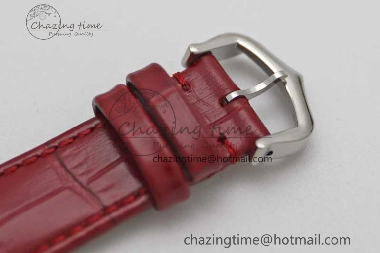 TimelessDesign Tank Louis Ladies 25mm SS K11F 1:1 Best Edition Red Dial on Leather Strap Ronda Quartz 6072