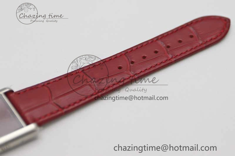 TimelessDesign Tank Louis Ladies 25mm SS K11F 1:1 Best Edition Red Dial on Leather Strap Ronda Quartz 6072