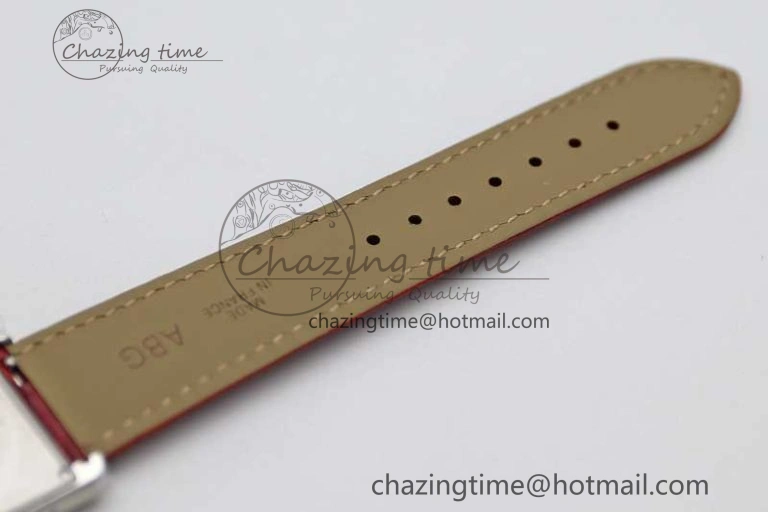 TimelessDesign Tank Louis Ladies 25mm SS K11F 1:1 Best Edition Red Dial on Leather Strap Ronda Quartz 6072