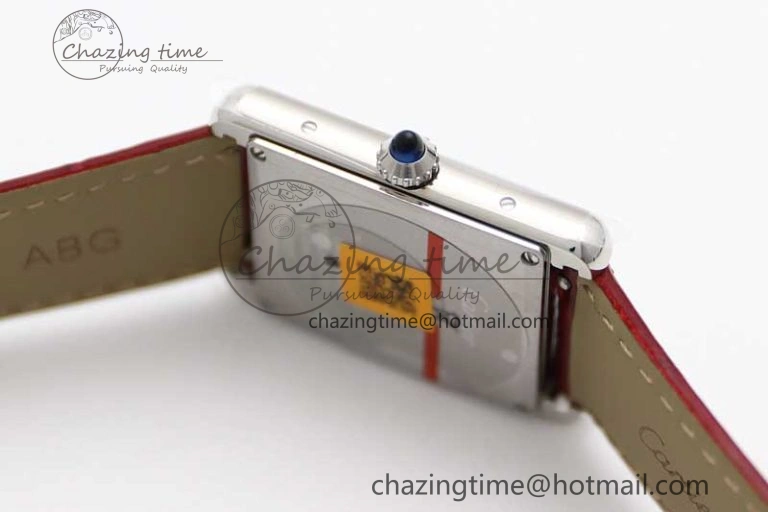 TimelessDesign Tank Louis Ladies 25mm SS K11F 1:1 Best Edition Red Dial on Leather Strap Ronda Quartz 6072