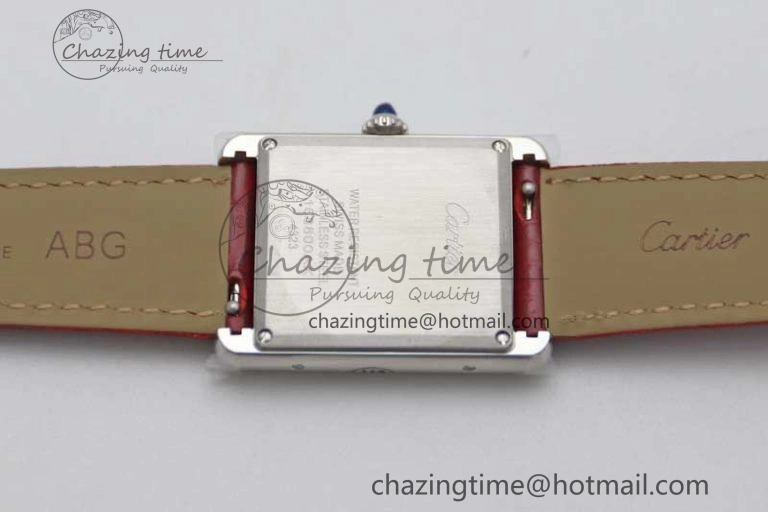 TimelessDesign Tank Louis Ladies 25mm SS K11F 1:1 Best Edition Red Dial on Leather Strap Ronda Quartz 6072