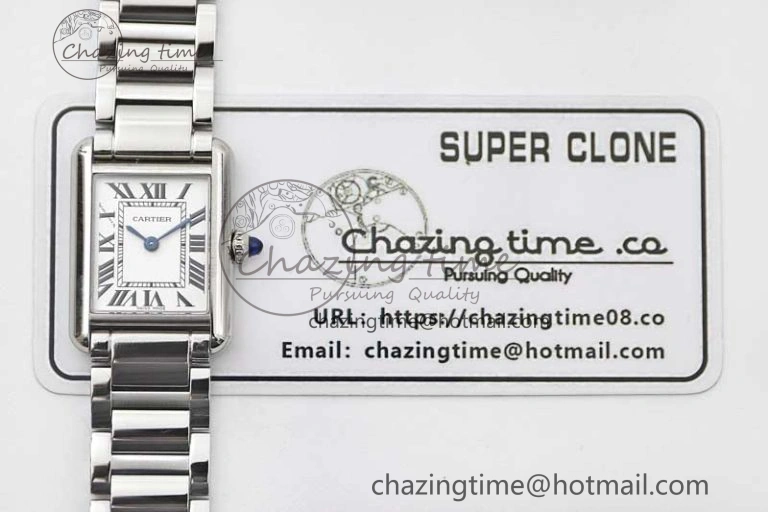 Efficient Tank Louis Ladies 29.5mm SS K11F Best Edition White Dial on SS Bracelet Ronda Quartz 10215