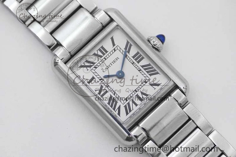 Efficient Tank Louis Ladies 29.5mm SS K11F Best Edition White Dial on SS Bracelet Ronda Quartz 10215