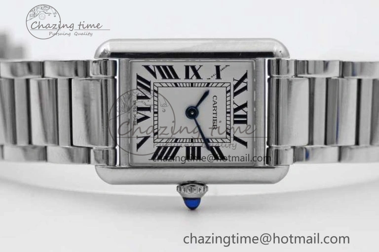 Efficient Tank Louis Ladies 29.5mm SS K11F Best Edition White Dial on SS Bracelet Ronda Quartz 10215