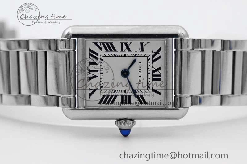 Efficient Tank Louis Ladies 29.5mm SS K11F Best Edition White Dial on SS Bracelet Ronda Quartz 10215