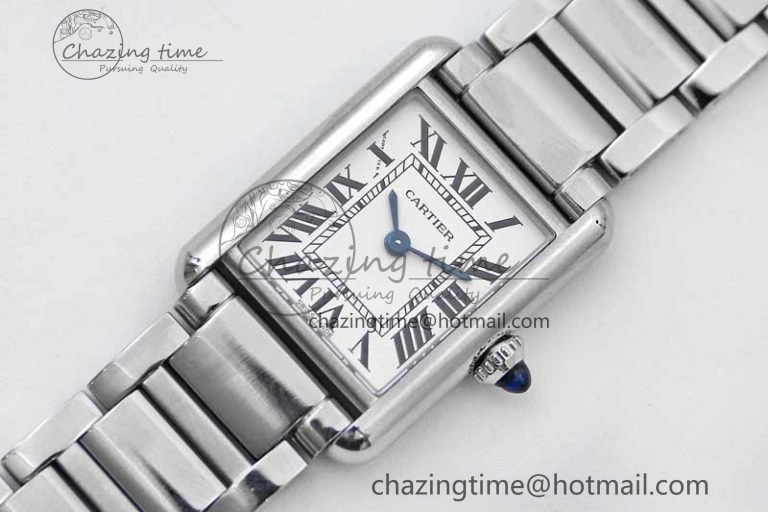 Efficient Tank Louis Ladies 29.5mm SS K11F Best Edition White Dial on SS Bracelet Ronda Quartz 10215