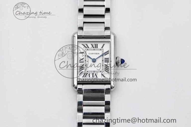 Minimalist Tank Louis Ladies 29.5mm SS K11F Best Edition White Dial on SS Bracelet Ronda Quartz 6056
