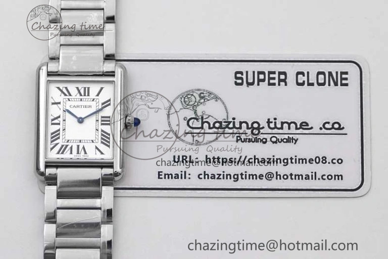 Tank Louis Ladies 33.7mm SS K11F Best Edition White Dial on SS Bracelet Ronda Quartz EasyMatch 6054