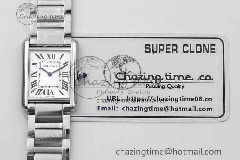 Tank Louis Ladies 33.7mm SS K11F Best Edition White Dial on SS Bracelet Ronda Quartz EasyMatch 6054