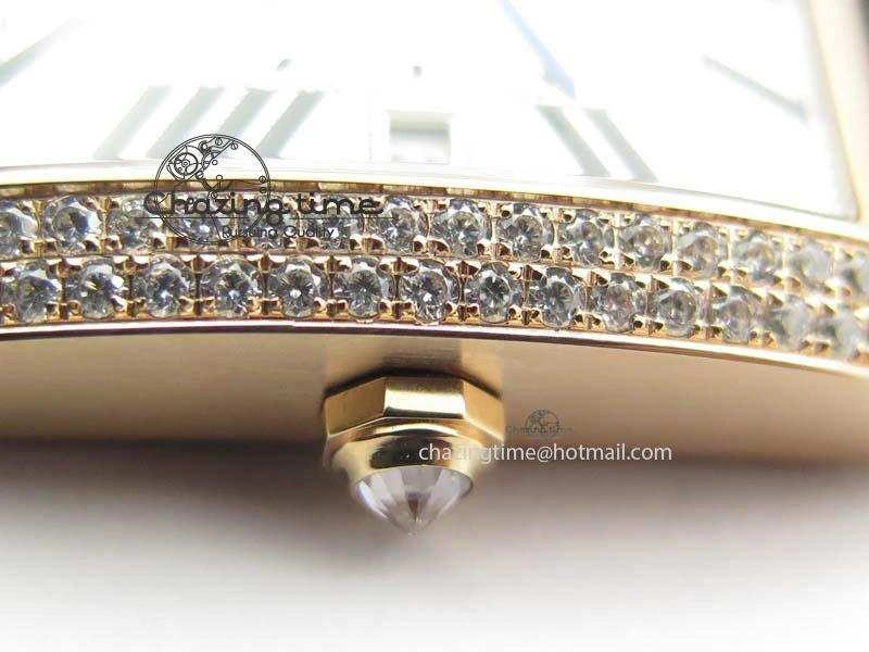 Tank MC JF Best Edition RG White Textured Dial Diamond Bezel On Brown Leather Strap A23J Cal ZipUp 6328
