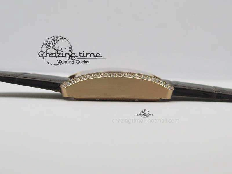 Tank MC JF Best Edition RG White Textured Dial Diamond Bezel On Brown Leather Strap A23J Cal ZipUp 6328
