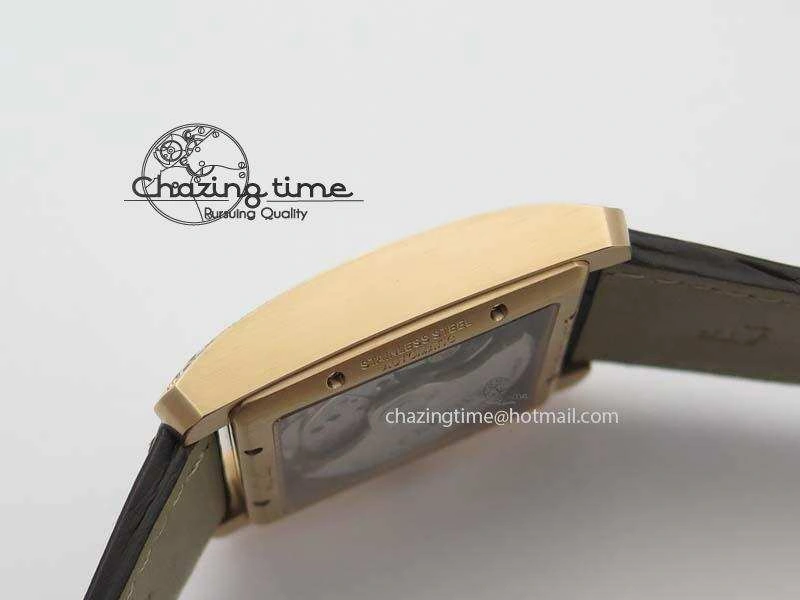 Tank MC JF Best Edition RG White Textured Dial Diamond Bezel On Brown Leather Strap A23J Cal ZipUp 6328