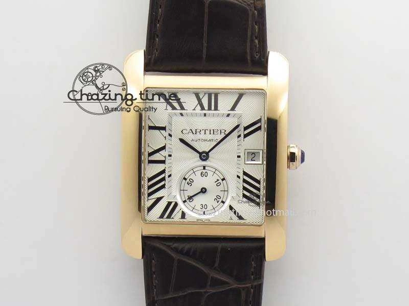 Tank MC JF Best Edition RG White Textured Dial On Brown Leather Strap A23J Cal Functional 6327