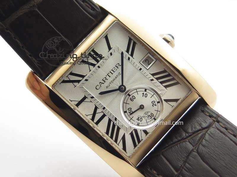 Tank MC JF Best Edition RG White Textured Dial On Brown Leather Strap A23J Cal Functional 6327