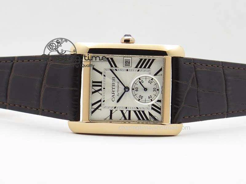Tank MC JF Best Edition RG White Textured Dial On Brown Leather Strap A23J Cal Functional 6327
