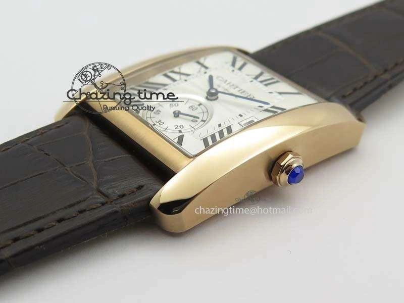 Tank MC JF Best Edition RG White Textured Dial On Brown Leather Strap A23J Cal Functional 6327
