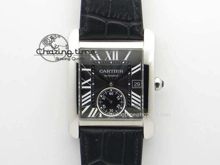 Tank MC JF Best Edition SS Black Textured Dial On Black Leather Strap A23J Cal Effortless 6330