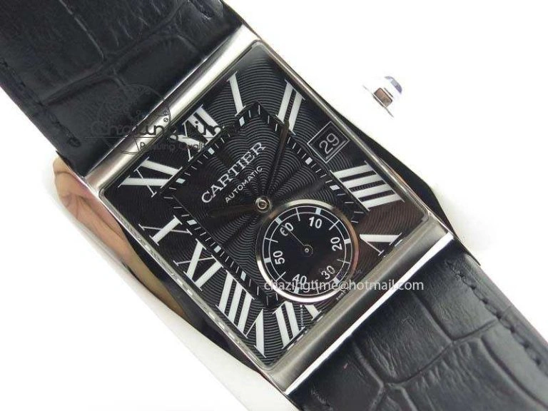 Tank MC JF Best Edition SS Black Textured Dial On Black Leather Strap A23J Cal Effortless 6330