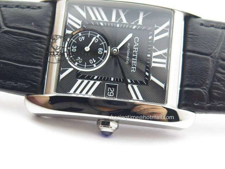 Tank MC JF Best Edition SS Black Textured Dial On Black Leather Strap A23J Cal Effortless 6330
