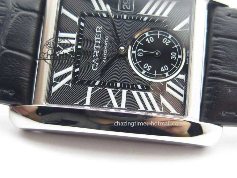 Tank MC JF Best Edition SS Black Textured Dial On Black Leather Strap A23J Cal Effortless 6330