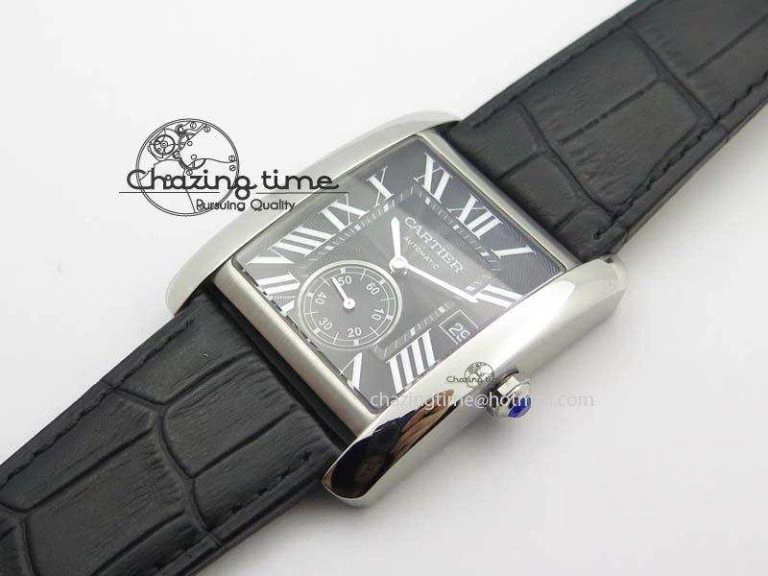 Tank MC JF Best Edition SS Black Textured Dial On Black Leather Strap A23J Cal Effortless 6330