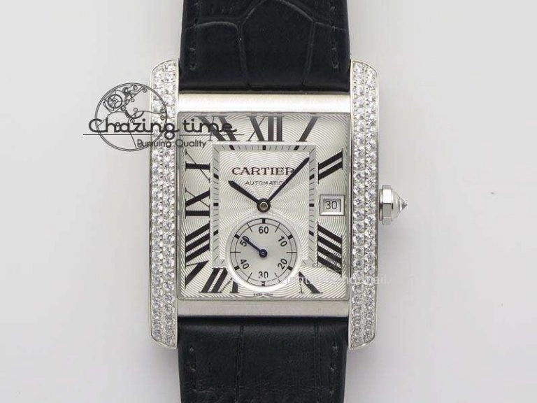 TravelReady Tank MC JF Best Edition SS White Dial Diamond Bezel On Black Leather Strap A23J 6346