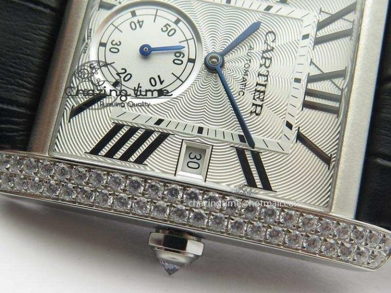 TravelReady Tank MC JF Best Edition SS White Dial Diamond Bezel On Black Leather Strap A23J 6346