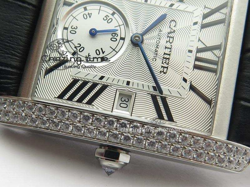 TravelReady Tank MC JF Best Edition SS White Dial Diamond Bezel On Black Leather Strap A23J 6346
