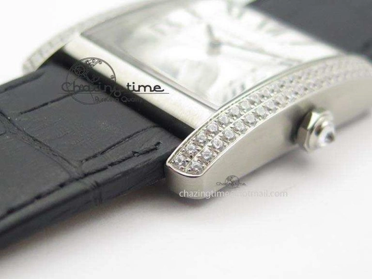 TravelReady Tank MC JF Best Edition SS White Dial Diamond Bezel On Black Leather Strap A23J 6346