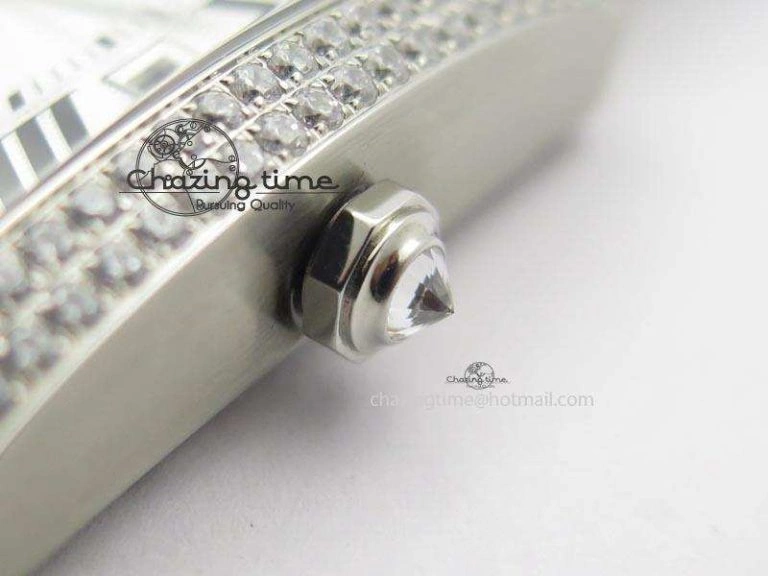 TravelReady Tank MC JF Best Edition SS White Dial Diamond Bezel On Black Leather Strap A23J 6346