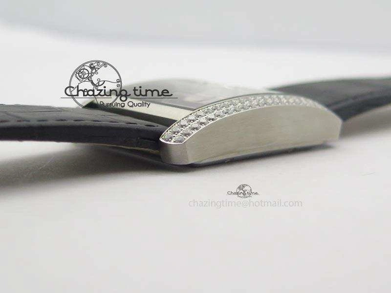 TravelReady Tank MC JF Best Edition SS White Dial Diamond Bezel On Black Leather Strap A23J 6346