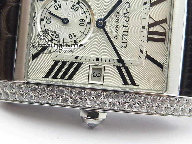 Tank MC JF Best Edition SS White Textured Dial Diamond Bezel On Brown Leather Strap A23J Cal FashionForward 6329