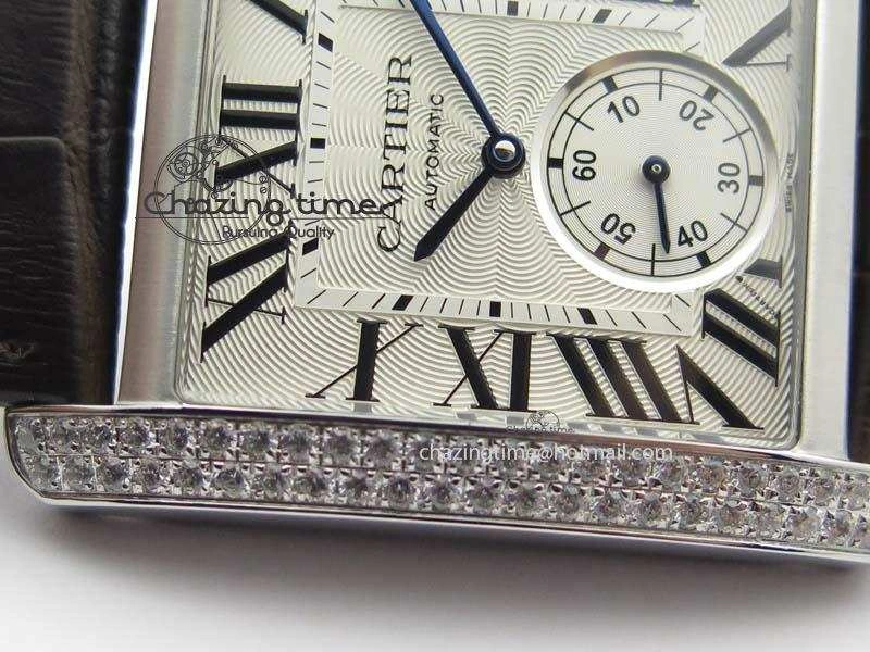 Tank MC JF Best Edition SS White Textured Dial Diamond Bezel On Brown Leather Strap A23J Cal FashionForward 6329